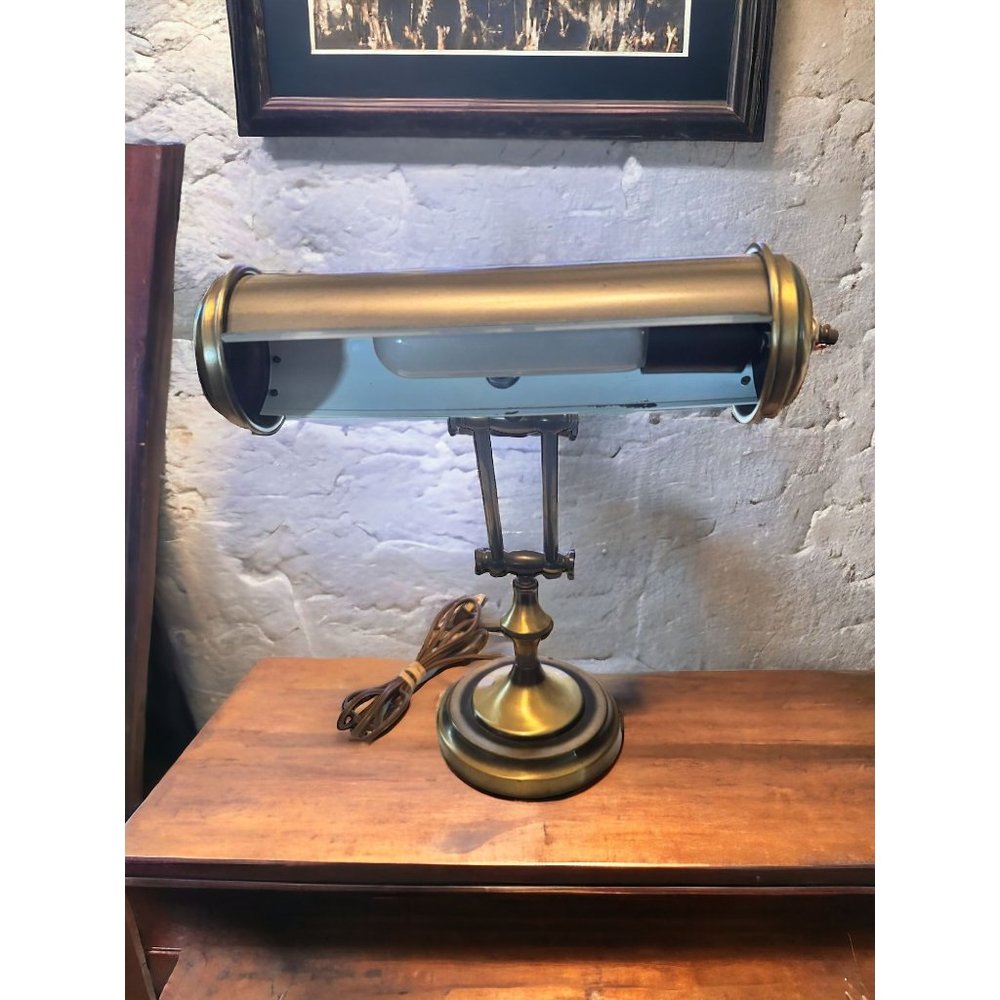Vintage Underwriters Laboratories Brass Bankers Piano Desk Lamp